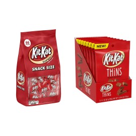 KitKat KIT KAT Snack sized Milk Chocolate Candy Bars & Thins Wafers, 66 Pieces  - Thins - Pack of 8, 24.80 Oz