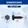 1/2 x 1-1/2" Black Hex Head Lag Screws Bolts (8