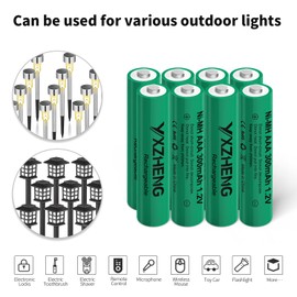 yxzheng - 8 pilas AAA de 1.2 V recargables NI-MH 300 mAh para luz solar exterior del césped (8 x AAA)