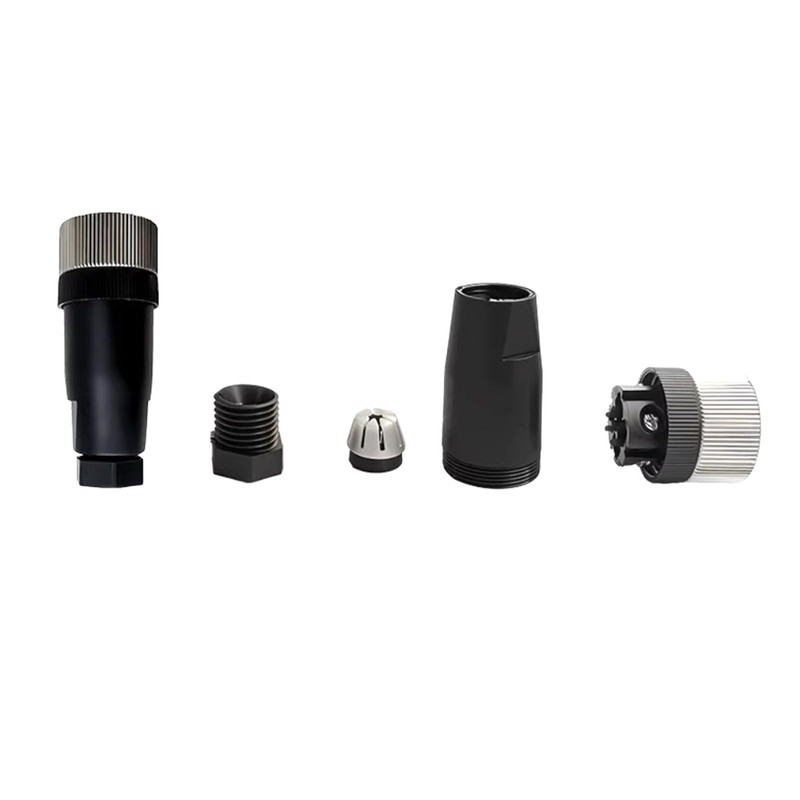 Pack of 5 M12 4-Pin Female Circular Connectors, On-site Mounted