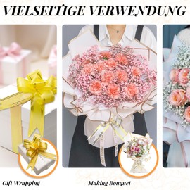 Waterproof Flower Wrapping Paper Flower Gift Wrapping Paper Gold Edge Flower Wrapping Paper with 20 Ribbon Flower Bouquet Wrapping Paper Double Sided Flower Wrapping Paper for Floral, 20 Sheets(22.8")