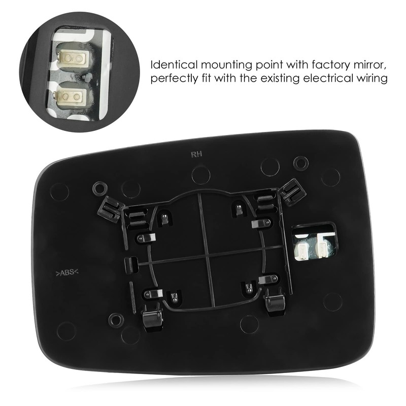 Passenger Right Side View Heated Mirror Glass with Backing Plate
