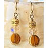 Etched Gold Dangle Earrings Amber Crystal. Jewelry Earrings for Women
