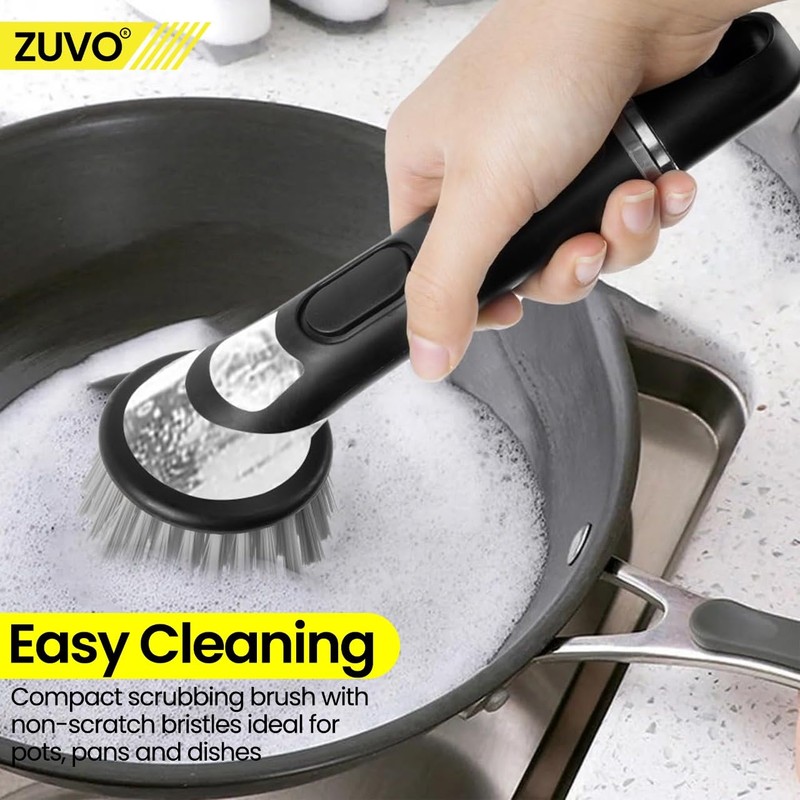 Soap Dispensing Scrubbing Brush with Handle - Efficient Washing Up