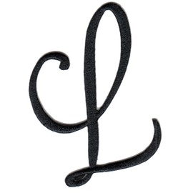 Hip Hop 50's Shop 2.5" Black Script Embroidered Alphabet Custom Letter A - Z Iron-On Monogram Applique for Poodle Skirt Shirt DIY (L)