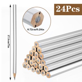 HaiFafafaing 24 Pack Silver Streak Welders Pencil Metallic Marking Pencil Metal Pencils For Metal Construction Welding Marking Tools For Workers Plumbers Framers Carpenters Artists Art Painting 7inch