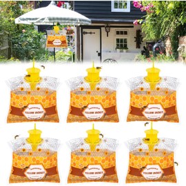6 Pack Disposable Wasp Traps Outdoor Hanging Carpenter Bee Traps for Outside Yellow Jacket Trap Hornet Trap Wasp Catcher Killer for Bug Flies Patio Garden