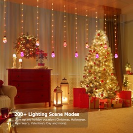 KepStars Wishing Ball Curtain Lights, 10ft x 3.5ft RGB LED Color Changing String Fairy Lights Curtain, Smart APP & IR Remote, 200+ Scene Modes for Bedroom Backdrop Indoor Outdoor Christmas Decorations