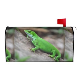 Green Lizard Print Magnetic Mailbox Cover,Mailbox Decorations for Outside,Christmas Mailbox