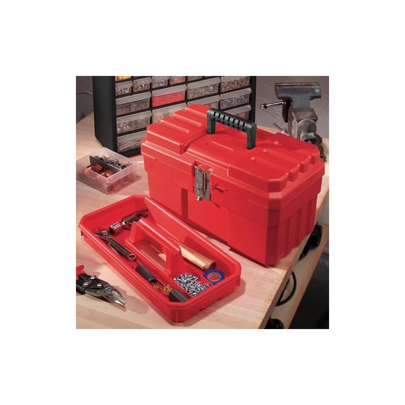 Akro-Mils 9514 14-Inch ProBox Plastic Tool Box, Red
