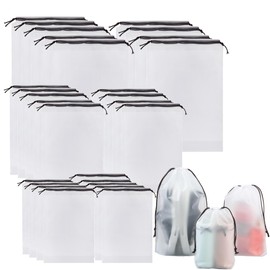 antolo Shoe Bag with Drawstring PE Shoe Bag, Waterproof Drawstring Bag, Multifunctional Storage Bag, Suitcase Organiser, Packing Bag Set, Pack Sack with Drawstring, White, 3 sizes shoe bag storage bag