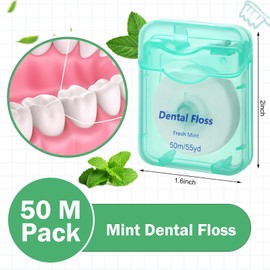 Mimorou 60 Pack Dental Floss Bulk Mint Flavored Floss 50m Each Travel Dental Floss Oral Care Dental Floss for Teeth and Gum Protection (Mint Color)