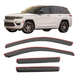 IKON MOTORSPORTS in Channel Window Visors Compatible with 2022-2025 Jeep Grand Cherokee, Slim Style Acrylic Smoke Rain Guards, Side Window Wind Deflectors 4PCS