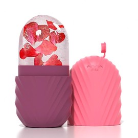 1PCS Ice Face Roller, Silicona, para masaje facial con hielo, Reduce la hinchazón de cara y ojos, Mejora el cuidado de la piel, Brilla, Reutilizable, A prueba de fugas(Rose)