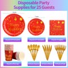 TabreMstr 175 Pieces Gold Disposable Party Dinnerware Set &Disposable Birthday