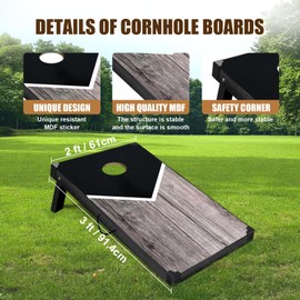 Pennpliy 3x2FT Cornhole Boards Set Corn Hole Game with 8 Bean Bags, Regulation Size 2 Cornhole Boards for Adults, Corn Hole Toss Games Board with Carrying Case for Outdoor Lawn Backyard Beach