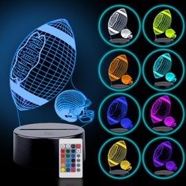 Killer's Instinct Outdoors Football Decor for Boys Bedroom - Football Night Light for Boys Football Lights for Bedroom 3D Illusion Neon Night Light for Bedroom Led Soccer Night Lamp