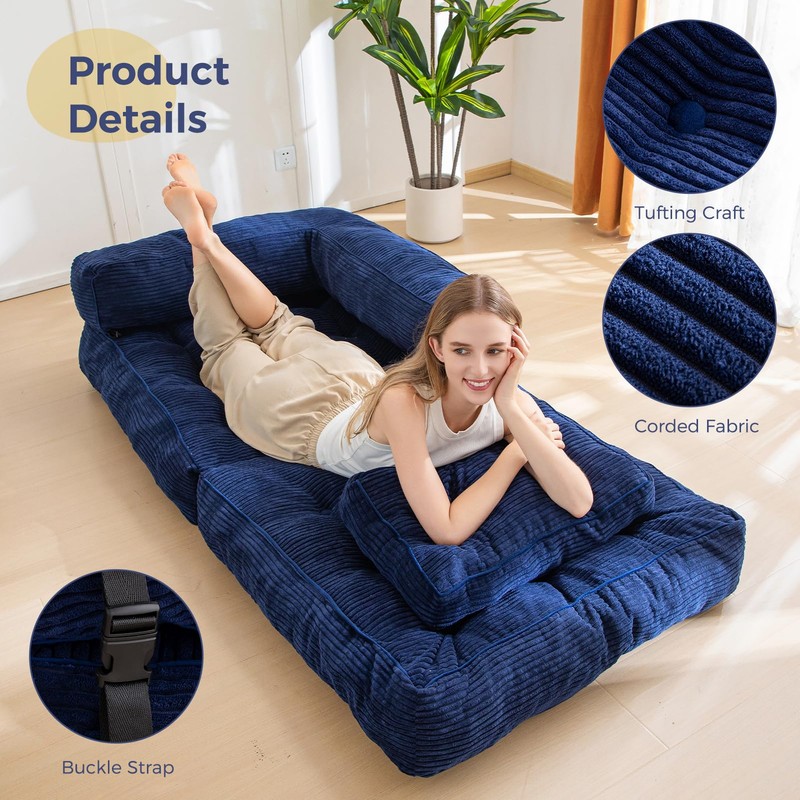 MAXYOYO Folding Sofa Bed, L-Shaped Convertible Sofa Bed with Armrest