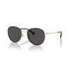 COACH Men's HC7163 Round Sunglasses, Shiny Light Gold/Black/Grey Solid, 52