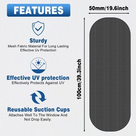 Riloer Car Rear Window Sun Shade with Suction Cup Easy Installation Rear Window Sunshades Cover Visor Shield Screen Window Shades for Baby, Pets Sun,Car Blinds Fits Most Vehicles(50 * 100 cm)