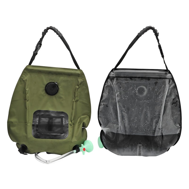 Green 20L Solar Heating Shower Bag Foldable PVC Folding Camping
