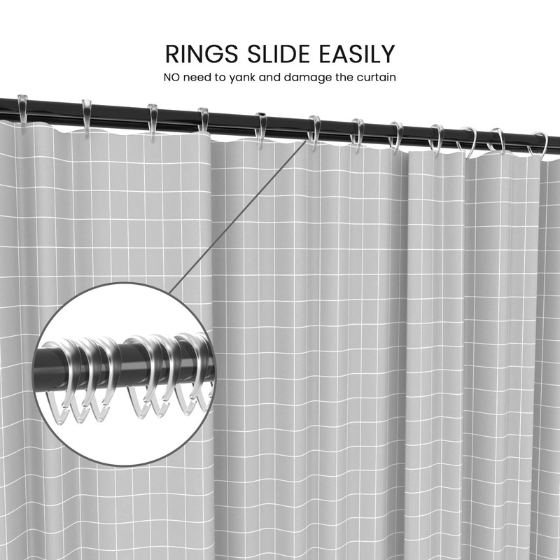 Top-spring Clear Shower Curtain Hooks Plastic Shower Curtain Rings, Drop