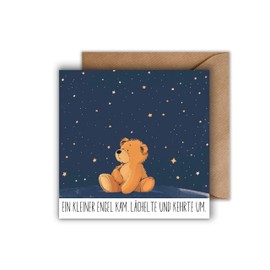 Sternenkind Card with Envelope - Empathetic Sympathy Card "Ein kleiner Engel kam, smilte und kehrte um." Sincere Sympathy Card Infant Death Loss Child Miscarriage Funeral Service (125 x 125 mm)