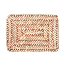 MUJI 15004768 Overlapping Rattan Rectangular Basket Lid Width 14.2 x Depth 10.2 x Height 1.2 inches (36 x 26 x 3 cm)