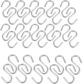 JXPXJMY 304 Stainless Steel S Hook, M4 Heavy Duty Hook for Bedroom, Bathroom, Kitchen and Outdoor (30, M2+M3)