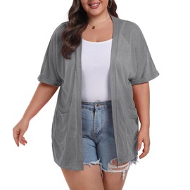OLRIK Plus Size Summer Cardigan for Women Maternity Swim Cover up Nursing Cover Up for Breastfeeding Smoky Gray-4X