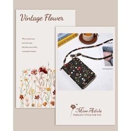 Miss Adola Cute Crossbody Purse Cell Phone Bags - Leather Cellphone Wallet Purse with Adjustable Shoulder Strap and Handle Strap Women Fashion Vintage Grow Flower