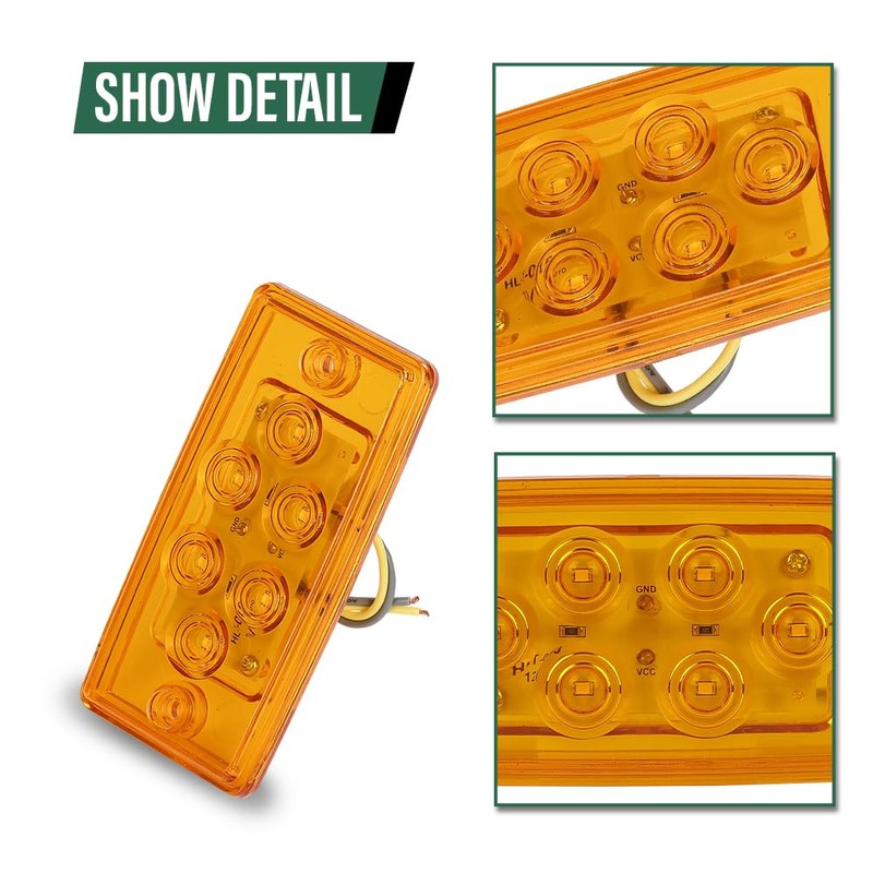 LQI 5pcs Rectangle Cab Light 6 LED Amber Top Roof