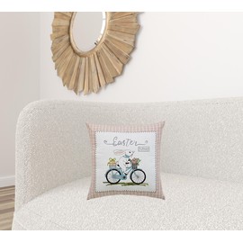 HomeRoots 17" Light Pink Easter Easter Bunny Throw Pillow