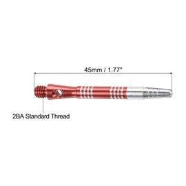 PATIKIL 45mm Aluminum Dart Shafts, Medium 2BA Thread Dart Stems Dart Accessories for Steel Tip - 5 Pack (Red)