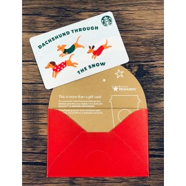 Starbucks 2021 STARBUCKS HOLIDAY DACHSHUNDS Christmas Card With Sleeve New 6197
