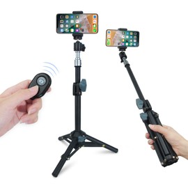 Selfie Stick Tripod LINCO Lincostore Lightweight Portable Phone Tripod Professional Heavy Duty with Bluetooth Wireless Remote for Apple Android, Skidproof Feet, Extends to 20", Tabletop Stand CP001B