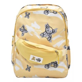Lluvia Mochila Con Cangurera Ositos Estampada Amarilla Primaria Ll23bmj128 Lluvia Color Negro