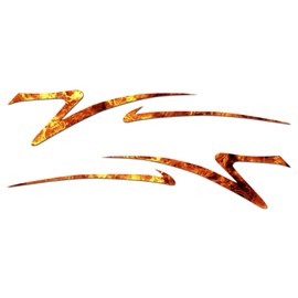 Tribal Flames Splash Pinstripe Pair - Vinyl Decal Sticker - 9" x 3.75" - Orange Flames