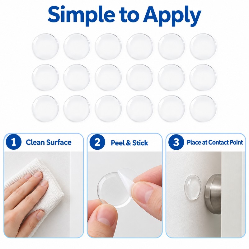 Clear Door Knob Wall Protectors – 40×8mm Bumper Pads for
