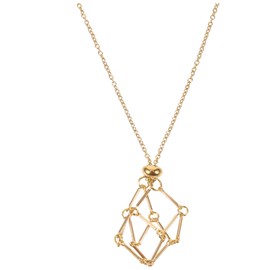 VILLCASE Soporte De Collar De Cristal Jaula De Metal Soporte De Piedra Vacío Colgante Ajustable Soportes De Piedra Collar De Piedra De Cuarzo Cordón De Joyería Jaula De Cristal para