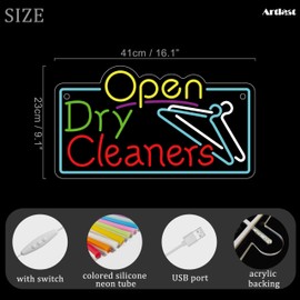 Artlast Dry Cleaners Open Sign Neon Sign for Wall Decor LED Open Sign for Dry Cleaners Store Window Display Decor