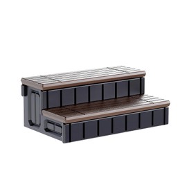 KUAFU Universal Spa Hot Tub Step with Storage Outdoor Indoor Compartment Spa 2-Step Stool Pool Ladder Plastic Handi Step Slip Resistant Striped Brown+Black
