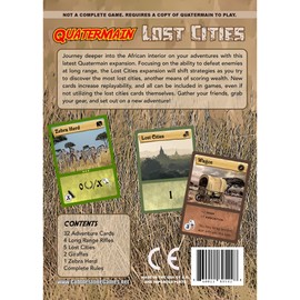 Cobblestone Games: Quatermain - Lost Cities - Expansion, Deck-Building & Trading Strategy Card Game, African Adventure, Ages 14+, 1-4 Players, 60 Mins