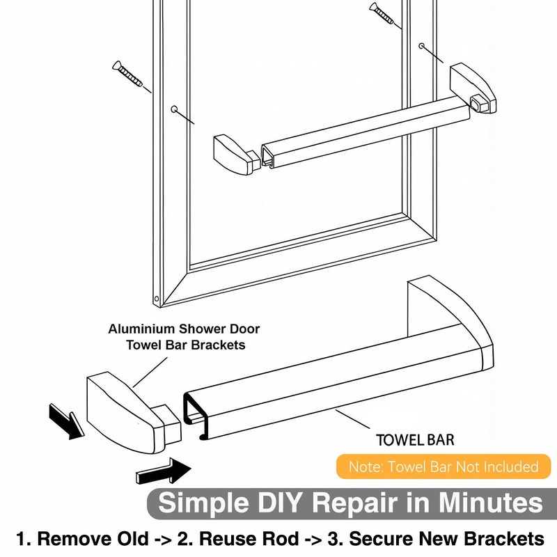 Solid Aluminum Shower Door Bar Brackets for Alumax Basco, Replaces