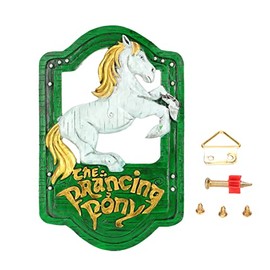 Horse Wall Art Decor with Green Board, The Prancing Pony Vintage Resin Horse Pub Sign Wall Mounted Signage Decoration for Home Office Decoration, Bar Style Sign