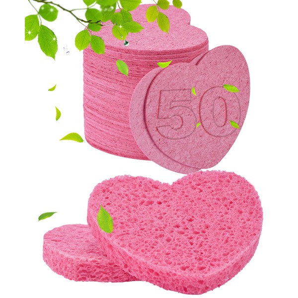 50-Count Compressed Facial Sponges for Estheticians- 100% Natural Cellulose Face