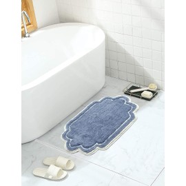 Home Weavers Allure Collection 100% Cotton Tufted Bathroom Rug, Soft and Absorbent Bath Rugs, Non-Slip Bath Carpet, Machine Wash Dry Bath Mats for Bathroom Floor- 17"x24" Bath Rug, Blue