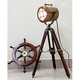 Antique Spotlight Nautical Home Decor Brass Finish Tripod Desktop Lamp Rustic Vintage Home Decor Gifts
