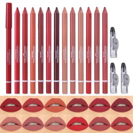 Miss Demi 12 Colors Sculpting Matte Velvet Lip Liner Set, Creamy Velvet Pigmented Lip Liner lipliners Crayon Lipstick, Matte Lip Liner Set Lip Makeup Soft Pencils for women (12, Color)