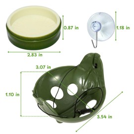 Frog Hide Out and Water Dish Bowl Set, Frog Terrarium Kit with Suction Cup and Food Dish, Tree Frogs Terrarium Accessories, Aquarium Decor, Reptile Tank Supplies for Bullfrog (Green, S)